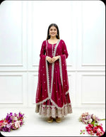 Pure Georgette Embroidered Anarkali Gown Set with Dupatta