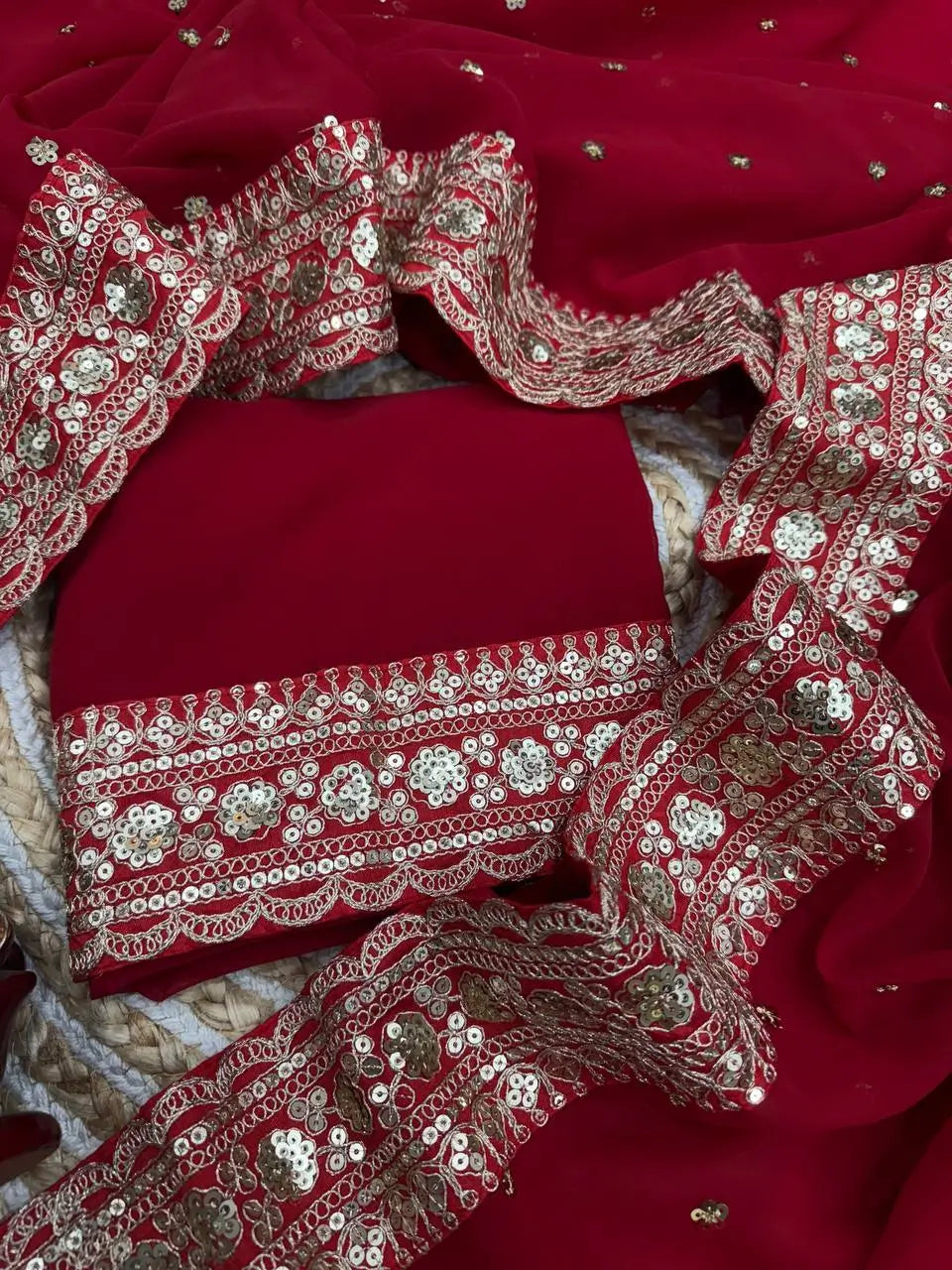 Pure Georgette Embroidered Saree With Designer Blouse