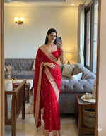 Pure Georgette Embroidered Saree With Designer Blouse