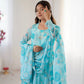 Pure Georgette Floral Print Partywear Gown Set