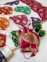 Pure Moss Chiffon Bandhani Saree with Gota patti Handwork and Aangi Blouse