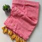 Pure Mull Cotton Saree With Gold Tassels
