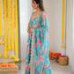 Pure Muslin Floral Print Partywear Gown Set