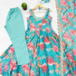 Pure Muslin Floral Print Partywear Gown Set