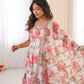 Pure Muslin Floral Print Partywear Gown Set