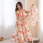 Pure Muslin Floral Print Partywear Gown Set