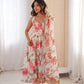 Pure Muslin Floral Print Partywear Gown Set