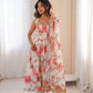Pure Muslin Floral Print Partywear Gown Set