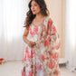 Pure Muslin Floral Print Partywear Gown Set
