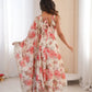 Pure Muslin Floral Print Partywear Gown Set