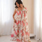 Pure Muslin Floral Print Partywear Gown Set