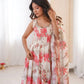 Pure Muslin Floral Print Partywear Gown Set