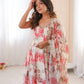 Pure Muslin Floral Print Partywear Gown Set