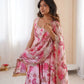 Pure Muslin Floral Print Partywear Gown Set