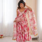 Pure Muslin Floral Print Partywear Gown Set