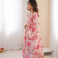 Pure Muslin Floral Print Partywear Gown Set