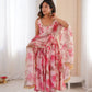 Pure Muslin Floral Print Partywear Gown Set