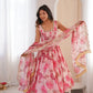 Pure Muslin Floral Print Partywear Gown Set