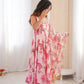 Pure Muslin Floral Print Partywear Gown Set