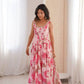 Pure Muslin Floral Print Partywear Gown Set