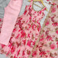 Pure Muslin Floral Print Partywear Gown Set