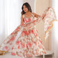 Pure Muslin Floral Print Partywear Gown Set