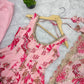 Pure Muslin Floral Print Partywear Gown Set
