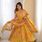 Pure Muslin Floral Print Partywear Gown Set