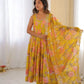 Pure Muslin Floral Print Partywear Gown Set