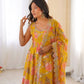 Pure Muslin Floral Print Partywear Gown Set