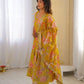 Pure Muslin Floral Print Partywear Gown Set