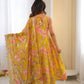 Pure Muslin Floral Print Partywear Gown Set