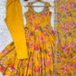 Pure Muslin Floral Print Partywear Gown Set
