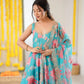 Pure Muslin Floral Print Partywear Gown Set