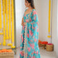 Pure Muslin Floral Print Partywear Gown Set