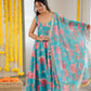 Pure Muslin Floral Print Partywear Gown Set