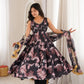 Pure Muslin Floral Print Partywear Gown Set
