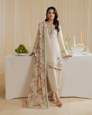 Pure Natural Crepe Embroidered Suit Set with Farshi Plazzo & Digital Print Dupatta – Festive & Party Wear