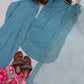 Pure Natural Crepe Farshi Palazzo Set with 3 mm Sequence Embroidery and Organza Dupatta