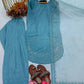 Pure Natural Crepe Farshi Palazzo Set with 3 mm Sequence Embroidery and Organza Dupatta