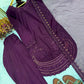 Pure Natural Crepe Farshi Palazzo Set with 3 mm Sequence Embroidery and Organza Dupatta