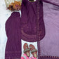 Pure Natural Crepe Farshi Palazzo Set with 3 mm Sequence Embroidery and Organza Dupatta