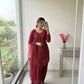 Pure Natural Crepe Farshi Palazzo Set with 3 mm Sequence Embroidery and Organza Dupatta