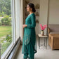 Pure Natural Crepe Farshi Palazzo Set with 3 mm Sequence Embroidery and Organza Dupatta