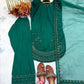 Pure Natural Crepe Farshi Palazzo Set with 3 mm Sequence Embroidery and Organza Dupatta