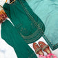 Pure Natural Crepe Farshi Palazzo Set with 3 mm Sequence Embroidery and Organza Dupatta