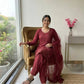 Pure Natural Crepe Farshi Palazzo Set with 3 mm Sequence Embroidery and Organza Dupatta