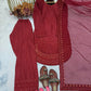 Pure Natural Crepe Farshi Palazzo Set with 3 mm Sequence Embroidery and Organza Dupatta