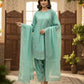 Pure Natural Crepe Farshi Palazzo Set with 3 mm Sequence Embroidery and Organza Dupatta