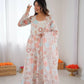 Pure Organza Floral Print Festive Gown Set